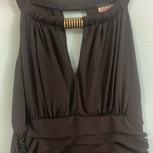 ***SALE*** Black Maxi Dress w/ Gold Detail V-Neck Formal Casual Cruise Wedding